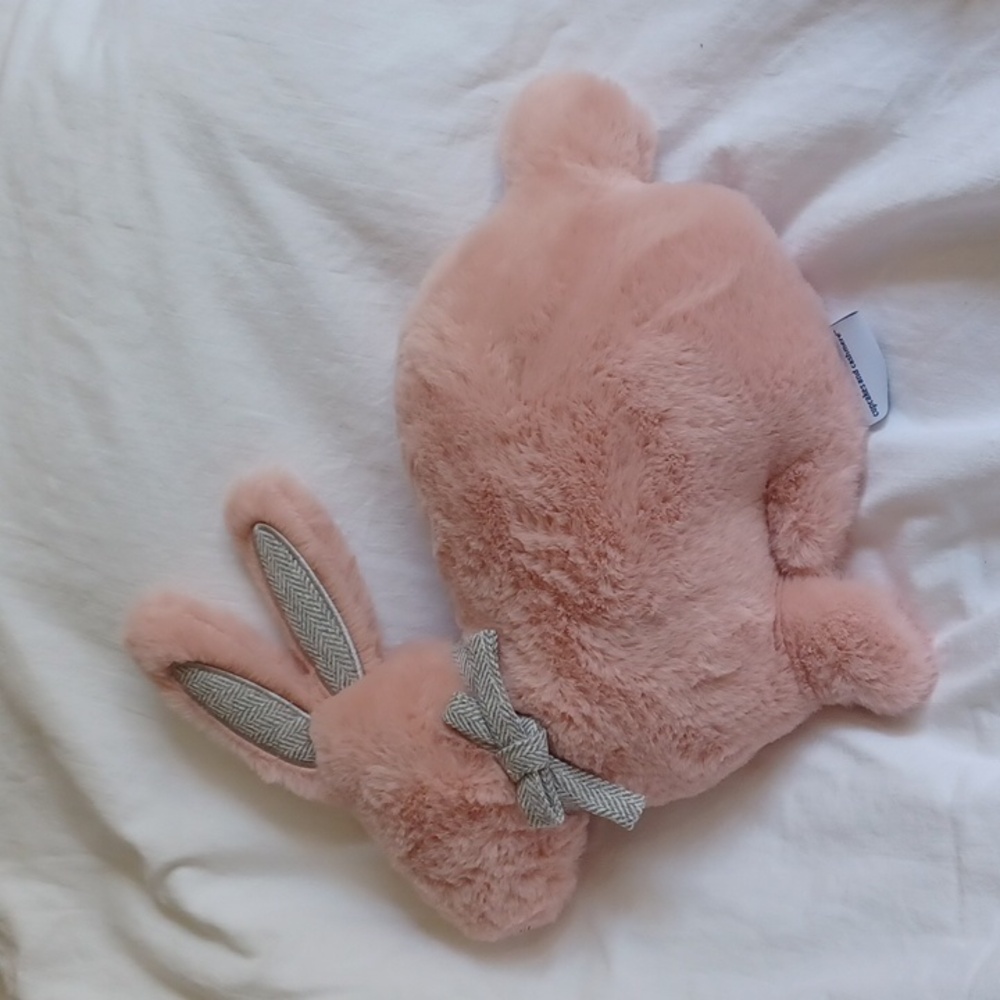 Cupcakes and Cashmere Plush Faux Fur Bunny Rabbit Baby Pillow Pink